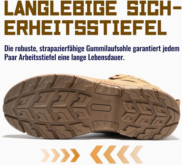 🔥 S3 Sicherheitsschuhe – Furuian Sicherheitsstiefel mit Stahlkappe Herren Leicht Arbeitsschuhe Winter Damen rutschfest Sicherheitsschuhe Stahlkappe Arbeitsschuhe Herren Winter Damen Weich | – Bild 5