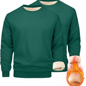 🔥 Winter-Arbeitskleidung – ANHATUIV Herren-Sweatshirt, lässig, Fleecepullover, dicker Rundhalsausschnitt, klassisch, warm, Winter-Sweatshirt, einfarbig, lässig, Arbeitskleidung, dick, flauschig, Sweatshirt, 2 Stück, 2 Stück, |