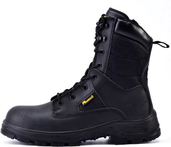 🔥 S3 Sicherheitsschuhe – S3 Arbeitsschuhe Herren & Damen Militär, H-9438 Sicherheitsschuhe ESD, Wasserdichtes & Atmungsaktiv Leder, Leichte & Bequeme Einlegesohle, S1P Stahlzehe & Stahlplatte, Seite mit Reißverschluss |