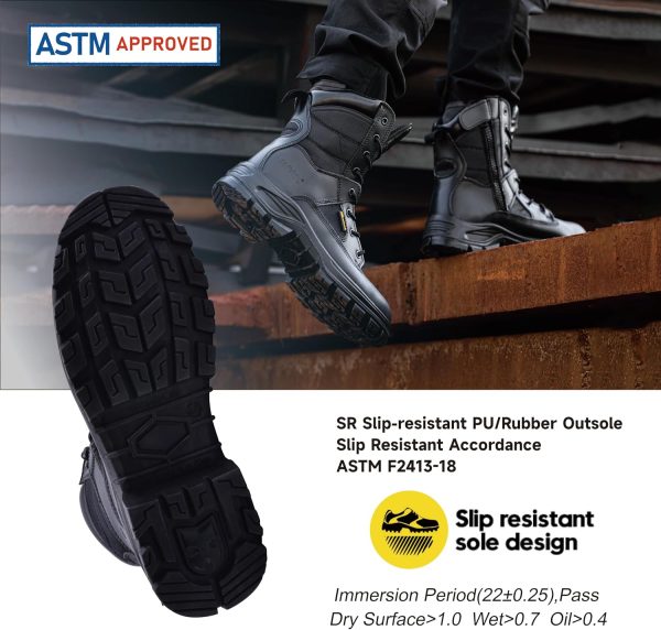 🔥 S3 Sicherheitsschuhe – S3 Arbeitsschuhe Herren & Damen Militär, H-9438 Sicherheitsschuhe ESD, Wasserdichtes & Atmungsaktiv Leder, Leichte & Bequeme Einlegesohle, S1P Stahlzehe & Stahlplatte, Seite mit Reißverschluss | – Bild 2