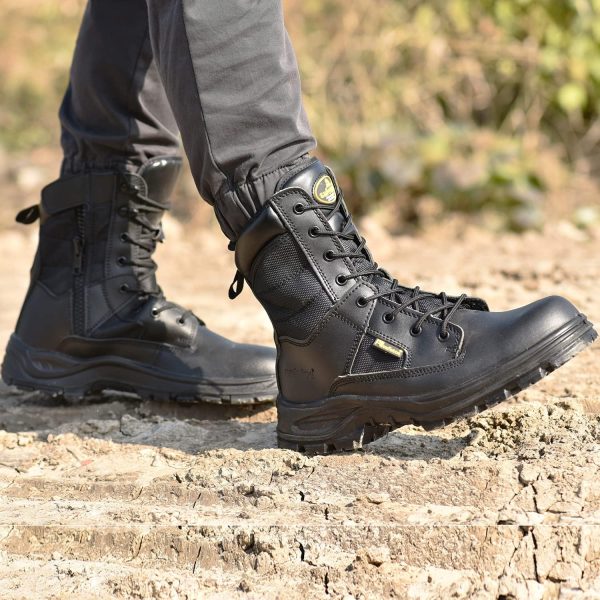 🔥 S3 Sicherheitsschuhe – S3 Arbeitsschuhe Herren & Damen Militär, H-9438 Sicherheitsschuhe ESD, Wasserdichtes & Atmungsaktiv Leder, Leichte & Bequeme Einlegesohle, S1P Stahlzehe & Stahlplatte, Seite mit Reißverschluss | – Bild 7