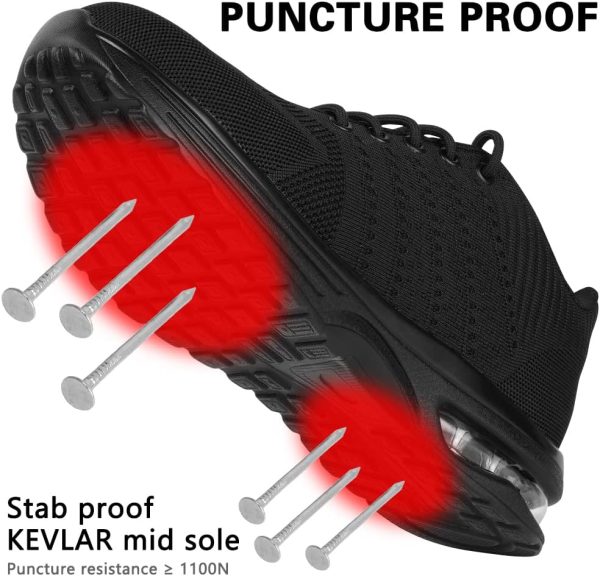 🔥 Arbeitsschuhe wasserdicht – OFFCUP Sicherheitsschuhe Herren, Leichte Arbeitsschuhe, Sportlich Stahlkappenschuhe, Arbeitsturnschuhe Atmungsaktiv rutschfest Luftkissen Sneaker Bequeme | – Bild 4