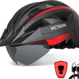 🔥 Schutzhelm mit Visier – VICTGOAL Fahrradhelm Herren Damen MTB Helm mit Abnehmbarer Magnetische Schutzbrille Visier Atmungsaktiv mit 21 Belüftungskanäle Radhelm Einstellbare Fahrradhelme | Victgoal