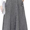 🔥 Winter-Arbeitskleidung – Damen Wolle Maxi Röcke Winter Hohe Taille Faltenrock Elegant Retro Gitter Rock Streetwear Party A-Linie Glockenrock | – Bild 2