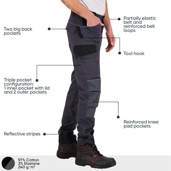 🔥 Engelbert Strauss Hose – BWOLF Daytona Arbeitshosen Männer Stretch Arbeitshose Herren Arbeitshosen Cargo Arbeitskleidung Männer mit vielen Taschen | – Bild 3