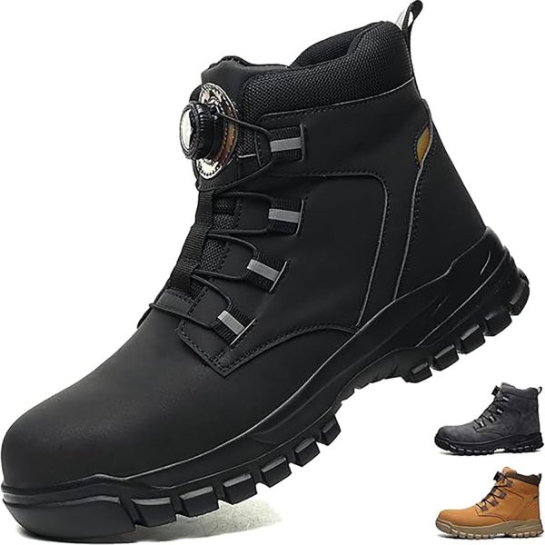 🔥 S3 Sicherheitsschuhe – DKLOVIFU Arbeitsschuhe Herren Wasserdicht Sicherheitsschuhe Herren, Drehknopf Anti-Smash und Anti-Punktur Arbeit Versicherung Sicherheitsschuhe Arbeitsstiefel Sicherheitsstiefel Unisex |
