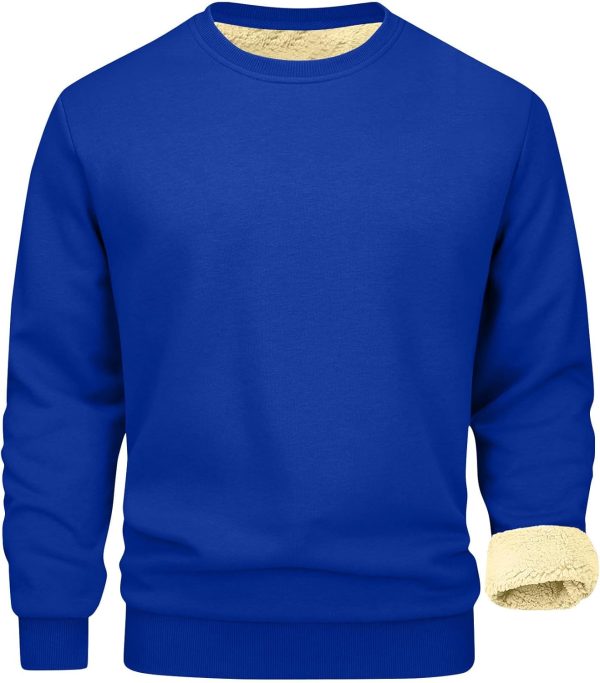 🔥 Winter-Arbeitskleidung – Herren-Fleecepullover, Herren-Sweatshirt, Rundhalsausschnitt, Fleecefutter, Thermo-Pullover, Winter, warm, langärmelig, einfarbig, lässig, Arbeitskleidung, dick, flauschiges Sweatshirt, blau, XL | – Bild 3
