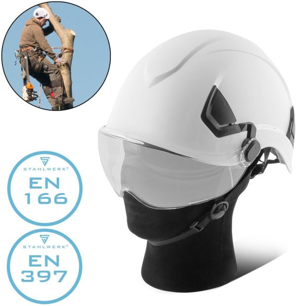 🔥 Schutzhelm mit Visier – STAHLWERK SVH-100 ST Schutzhelm mit Visier EN397 EN166 Forsthelm | Sicherheitshelm | Kopfschutz | Bauhelm | Arbeitshelm mit Augenschutz | Schutzbrille | PSA für Agrar- und Baugewerbe | – Bild 2