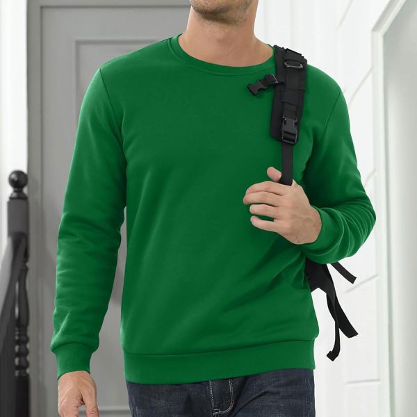 🔥 Winter-Arbeitskleidung – Herren-Fleecepullover, Herren-Sweatshirt, Rundhalsausschnitt, Fleecefutter, Thermo-Pullover, Winter, warm, langärmelig, einfarbig, lässig, Arbeitskleidung, dick, flauschiges Sweatshirt, grün, XL | – Bild 4
