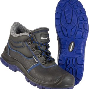 🔥 S3 Sicherheitsschuhe – Safetytex Thermo Arbeitsschuhe S3 - Winterschnürstiefel gefüttert - Arbeitsschuhe mit Stahlkappe und Stahlzwischensohle - Sicherheitsschuhe schwarz, blau abgesetzt |