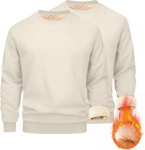 🔥 Winter-Arbeitskleidung – ANHATUIV Herren-Sweatshirt, lässig, Fleecepullover, dicker Rundhalsausschnitt, klassisch, warm, Winter-Sweatshirt, einfarbig, lässig, Arbeitskleidung, dick, flauschig, Sweatshirt, 2 Stück, 2 Stück, |