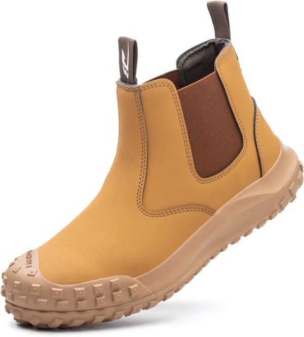 🔥 Arbeitsschuhe wasserdicht – Gugifcto Arbeitsschuhe Herren S3 mit Leder Sicherheitsschuhe Herren Damen Elastischer Kragen Ohne Schnürsenkel Stahlkappenschuhe Damen Wasserdicht Staubdicht Anti-Smash und Anti-punktur 38-44EU |