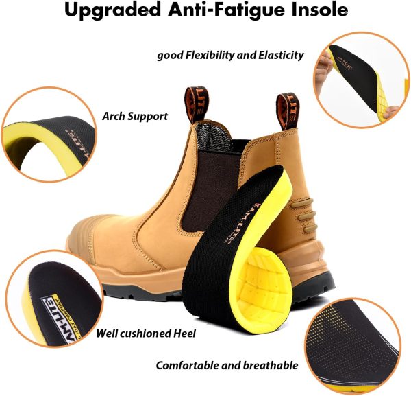 🔥 Arbeitsschuhe wasserdicht – KAM-LITE Arbeitsschuhe Herren Sicherheitsschuhe rutschfeste Stahlkappe wasserdichte Atmungsaktive Arbeitsstiefel Leder | – Bild 6