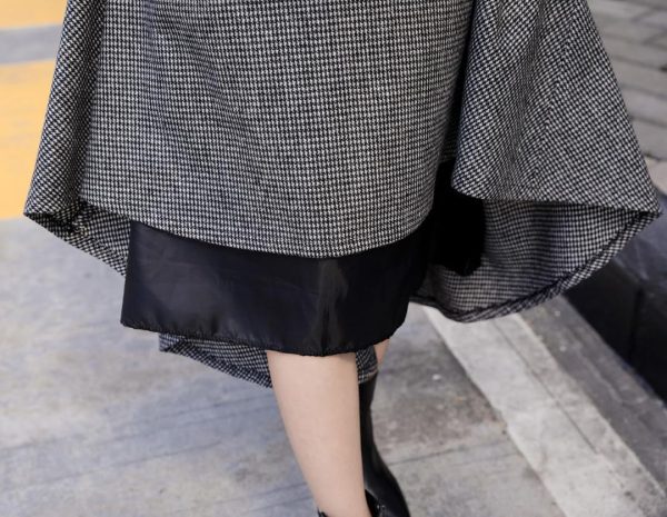 🔥 Winter-Arbeitskleidung – Damen Wolle Maxi Röcke Winter Hohe Taille Faltenrock Elegant Retro Gitter Rock Streetwear Party A-Linie Glockenrock | – Bild 6