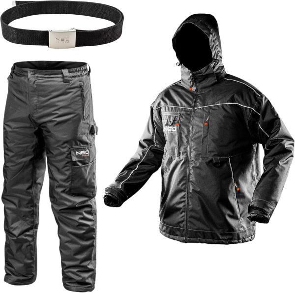 🔥 Winter-Arbeitskleidung – NEO TOOLS Thermo Männer Winter Arbeitshose oder Set mit Winter Arbeitsjacke Gr. S(48) - 3XL(58) | Robuste, Warme, wasserdichte, Winddichte aus Verstärktem Oxford-Gewebe |