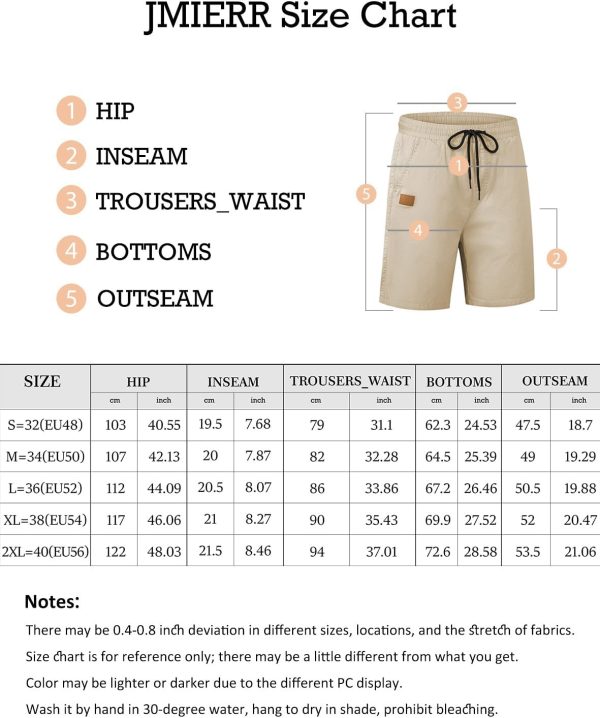 🔥 Engelbert Strauss Hose – JMIERR Kurze Hosen Herren Shorts Herren Sommer Chino Baumwolle Elastische Taille mit Taschen | – Bild 6