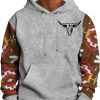 🔥 Winter-Arbeitskleidung – Herrenpullover, warm, Kapuzen-Sweatshirt, Casual, Hoodie, Sweatshirt mit Tasche, für Winter und Herbst, Arbeitskleidung, Langarm, Camo, Vintage, Retro, grau, XL |