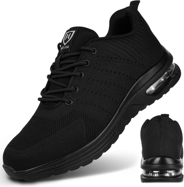 🔥 Arbeitsschuhe wasserdicht – OFFCUP Sicherheitsschuhe Herren, Leichte Arbeitsschuhe, Sportlich Stahlkappenschuhe, Arbeitsturnschuhe Atmungsaktiv rutschfest Luftkissen Sneaker Bequeme |