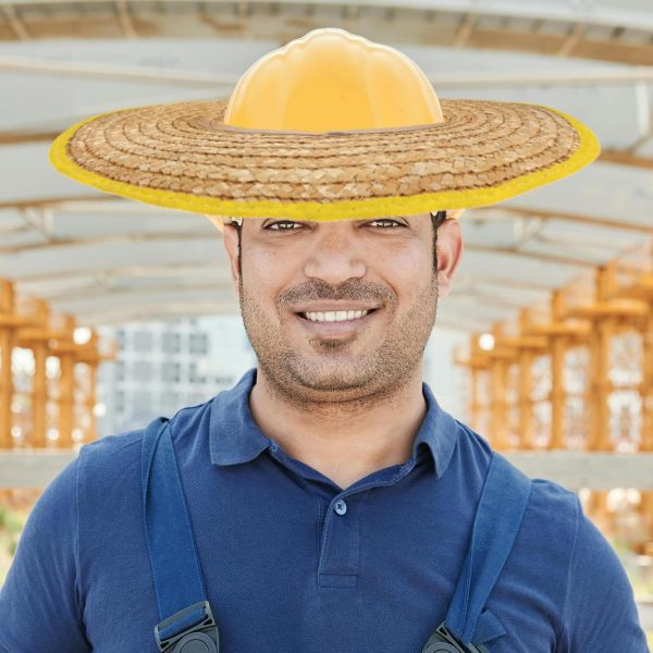 🔥 Schutzhelm mit Visier – Gadpiparty Atmungsaktiver Strohhut Mit Sonnenschutz Warnweste Schutzhelm Mit Lüfter Led Kappe Sensor Kopfbedeckung Hutvisier Für Den BAU Ingenieur-schutzhelmschirm Hut Mit Sonnenblende Yellow | Gadpiparty – Bild 4