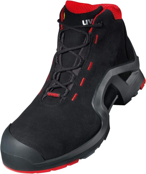 🔥 S3 Sicherheitsschuhe – Uvex 1 X-Tended Support Arbeitsstiefel - Sicherheitsstiefel S3 SRC ESD - Rot-Schwarz |