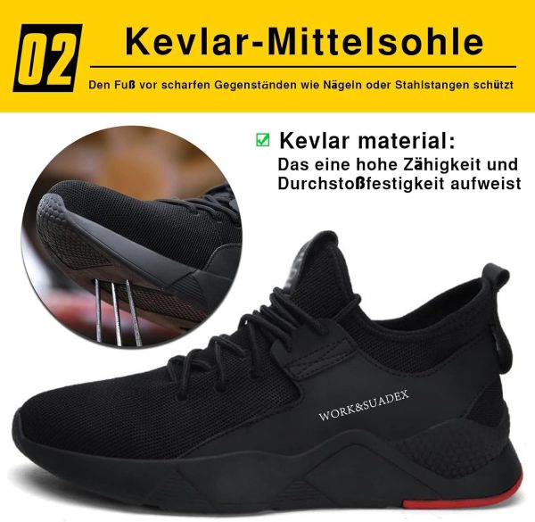 🔥 Arbeitsschuhe wasserdicht – SUADEX Arbeitsschuhe Herren Sicherheitsschuhe Damen Leicht Atmungsaktiv Unisex Stahlkappenschuhe | – Bild 3