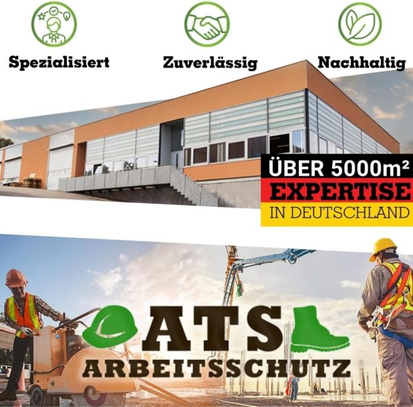 🔥 Arbeitsschuhe wasserdicht – Safetytex Sicherheitsschuhe S3 Schnürstiefel und Halbschuhe - Leicht & bequem - Stahlkappe & Stahlzwischensohle - rutschfest SRA - Arbeitsschuhe für Herren - Schwarz/Grün - Größe 36-48 | – Bild 8