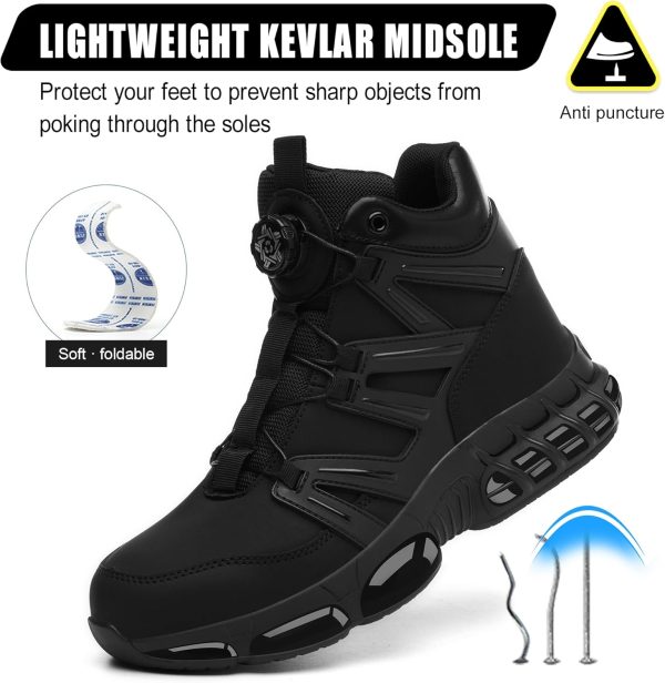 🔥 Arbeitsschuhe wasserdicht – PAQOZKC Sicherheitsstiefel Herren Damen Wasserdicht Arbeitsschuhe mit Stahlkappe Sportlich Sicherheitsschuhe Hoch Leicht Stahlkappenschuhe Luftkissen 36-47 EU | – Bild 5