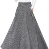 🔥 Winter-Arbeitskleidung – Damen Wolle Maxi Röcke Winter Hohe Taille Faltenrock Elegant Retro Gitter Rock Streetwear Party A-Linie Glockenrock |