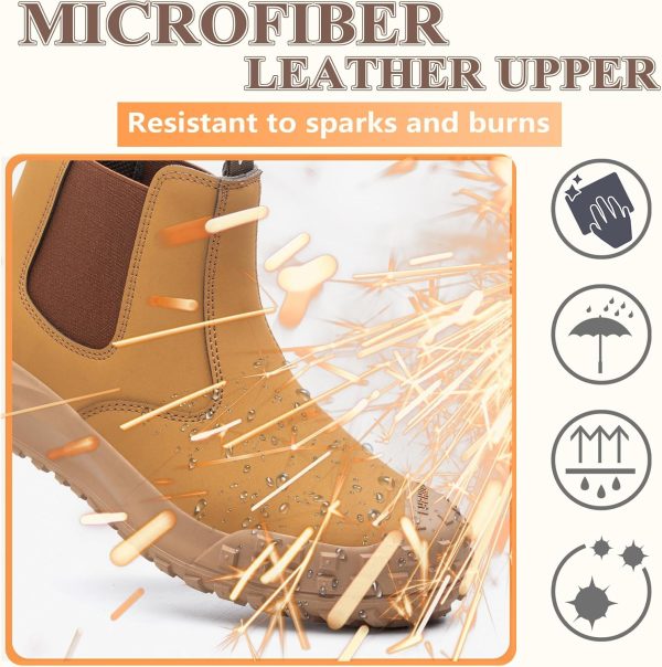 🔥 Arbeitsschuhe wasserdicht – Gugifcto Arbeitsschuhe Herren S3 mit Leder Sicherheitsschuhe Herren Damen Elastischer Kragen Ohne Schnürsenkel Stahlkappenschuhe Damen Wasserdicht Staubdicht Anti-Smash und Anti-punktur 38-44EU | – Bild 5