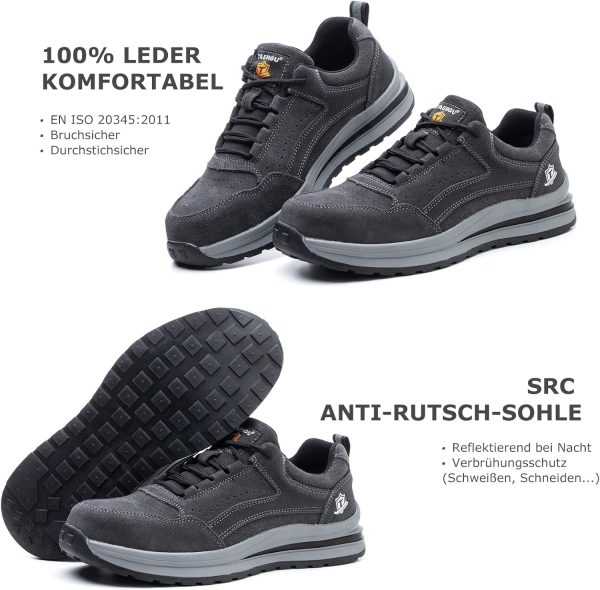 🔥 S3 Sicherheitsschuhe – TAERGU S3 Sicherheitsschuhe Herren-Leder S1 Arbeitsschuhe SBP Leicht Stahlkappenschuhe Safety Shoes | – Bild 2