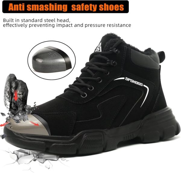 🔥 Arbeitsschuhe wasserdicht – SPSHOOS Winter Sicherheitsschuhe Herren Damen Hoch Arbeitsschuhe Warm Gefüttert Sicherheitsstiefel Wasserdicht Rutschfeste mit Stahlkappen | – Bild 4