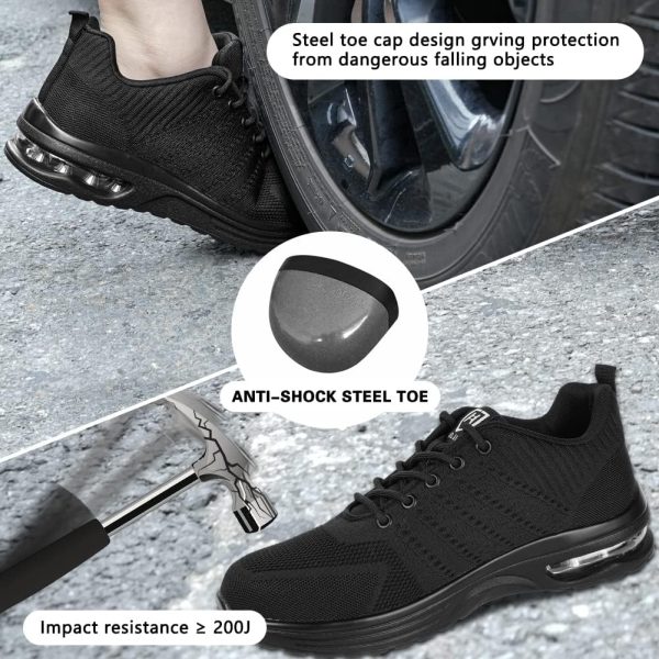 🔥 Arbeitsschuhe wasserdicht – OFFCUP Sicherheitsschuhe Herren, Leichte Arbeitsschuhe, Sportlich Stahlkappenschuhe, Arbeitsturnschuhe Atmungsaktiv rutschfest Luftkissen Sneaker Bequeme | – Bild 3