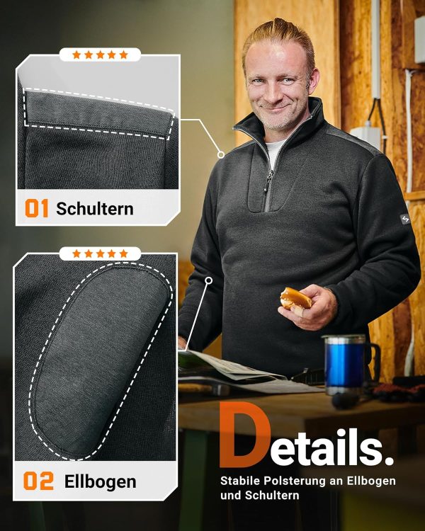 🔥 Winter-Arbeitskleidung – Scheibler Herren Troyer Arbeitspullover mit 1/4 Reißverschluss Winter Warm Stickpullover mit Stehkragen Stricktroyer für Männer Sweatshirt Ohne Kapuze | – Bild 5