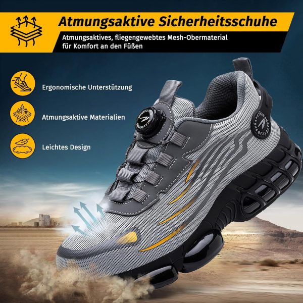 🔥 Arbeitsschuhe wasserdicht – FOGOIN Sicherheitsschuhe Herren S3 Explorer 3.0 Sportliche Arbeitsschuhe Leicht Trends Drehknopf Anti-Smash und Anti-Punktur Arbeit Versicherung Schuhe Unisex | – Bild 5