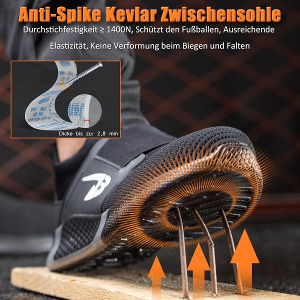 🔥 Arbeitsschuhe wasserdicht – Arbeitsschuhe Herren, Stahlkappenschuhe Sicherheitsschuhe Herren, Leichte Wasserdicht Safety Shoes Unisex Sportlich Atmungsaktiv rutschfest Schutzschuhe | – Bild 4