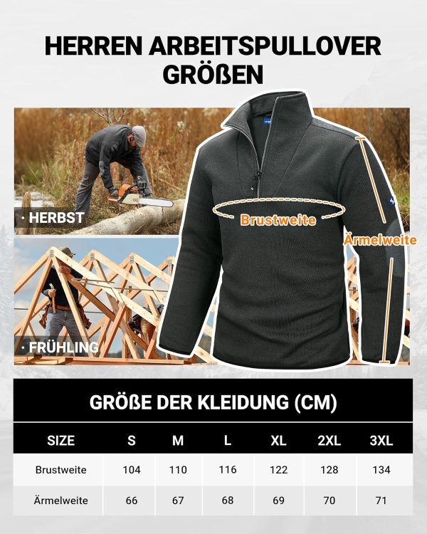 🔥 Winter-Arbeitskleidung – Scheibler Herren Troyer Arbeitspullover mit 1/4 Reißverschluss Winter Warm Stickpullover mit Stehkragen Stricktroyer für Männer Sweatshirt Ohne Kapuze | – Bild 7