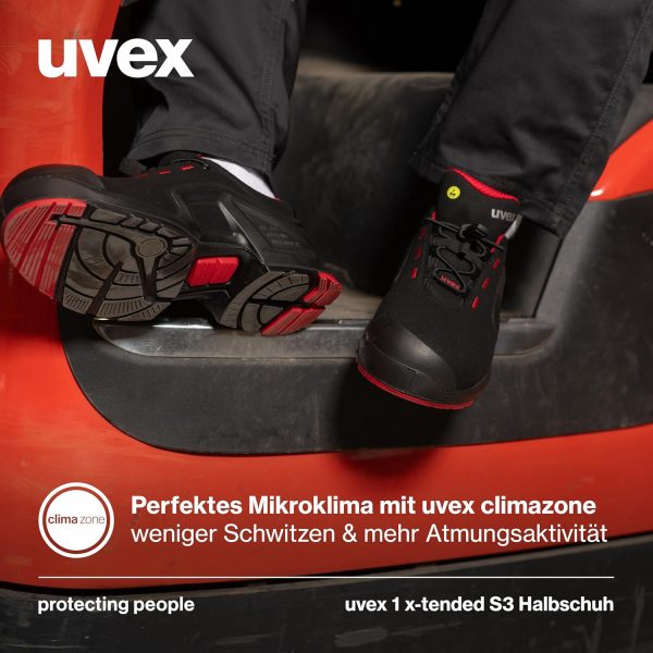 🔥 S3 Sicherheitsschuhe – Uvex 1 X-Tended Support Arbeitsschuhe - S3-Sicherheitsschuhe für Damen & Herren - Rot-Schwarz | – Bild 2