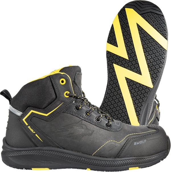 🔥 Arbeitsschuhe wasserdicht – BWOLF Phoenix Arbeitsschuhe Herren S3 High Sicherheitsschuhe Herren S3 Nabuk wasserdicht, rutschhemmend 4x4 Grip Tech, Ergo Sohlen |