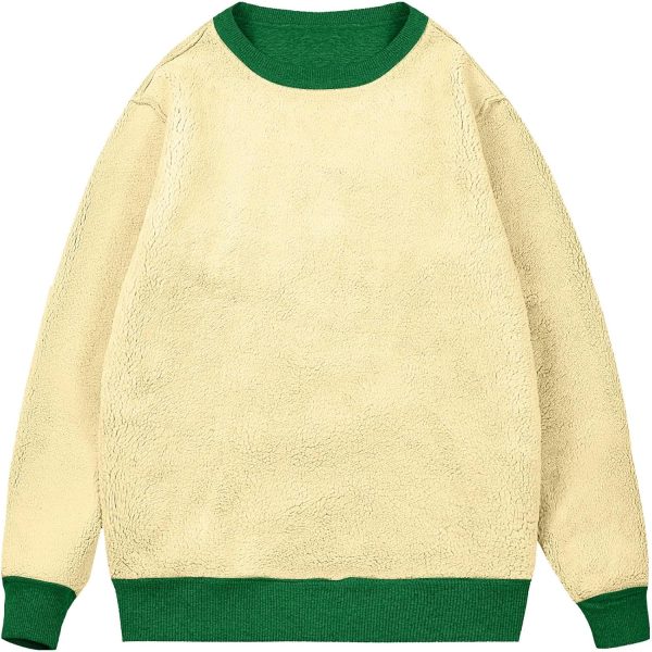🔥 Winter-Arbeitskleidung – Herren-Fleecepullover, Herren-Sweatshirt, Rundhalsausschnitt, Fleecefutter, Thermo-Pullover, Winter, warm, langärmelig, einfarbig, lässig, Arbeitskleidung, dick, flauschiges Sweatshirt, grün, XL | – Bild 5