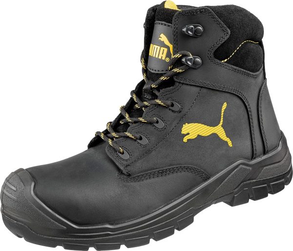 🔥 Arbeitsschuhe wasserdicht – Puma Safety Shoes Borneo Black Mid S3 HRO SRC, Puma 630411-202 Unisex-Erwachsene Sicherheitsschuhe, Schwarz (schwarz/gelb 202), EU 43 |