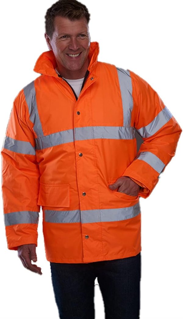 🔥 Winter-Arbeitskleidung – QIULAO Reflektierende Sicherheitsjacke mit hoher Sichtbarkeit, wasserdichte Lange Arbeitskleidung for den Winter, wärmendes Baumwollfutter, Hut aus Fell, Standard-Reflexstreifen der KLASSE 2 (Color : |