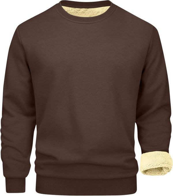 🔥 Winter-Arbeitskleidung – Herren-Fleecepullover, Herren-Sweatshirt, Rundhalsausschnitt, Fleecefutter, Thermo-Pullover, Winter, warm, langärmelig, einfarbig, lässig, Arbeitskleidung, dick, flauschiges Sweatshirt, coffee, 4XL | – Bild 2