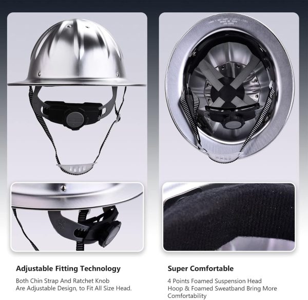 🔥 Schutzhelm mit Visier – Pannensicherer Helm aus Aluminium Hard Hat with Brim Bauhelm mit 8 Nieten zur Befestigung Verstellbarer Liner 4 Nieten zur Befestigung des Liners | LFIEVO – Bild 6