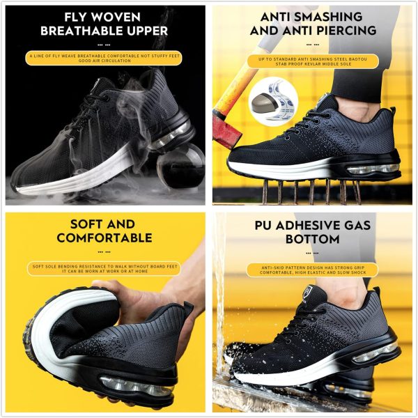 🔥 S3 Sicherheitsschuhe – Blueskyli Sicherheitsschuhe Herren Leichte Arbeitsschuhe Damen Sportliche Atmungsaktive Stahlkappenschuhe | – Bild 7